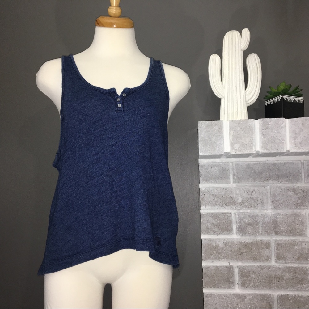 Abercrombie Deep Blue Jean-Like Low Cut Tank